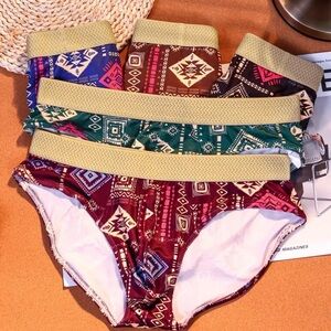Tribal Print High-Waisted Briefs Set